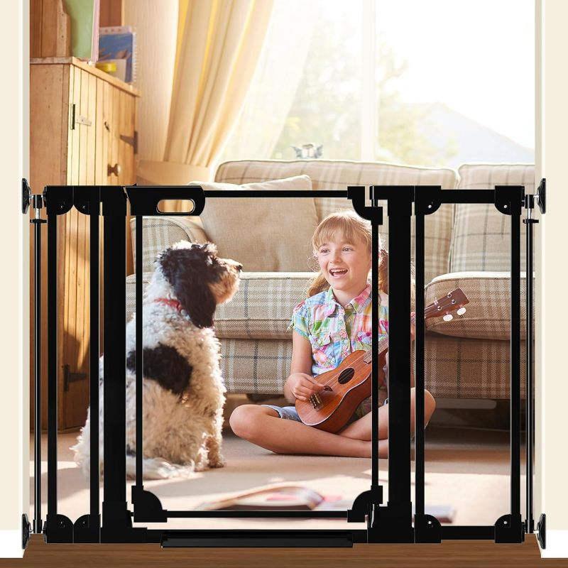Photo 1 of Clear Acrylic Baby Gate 29.5-47.2" Wide Pressure Mount Clear Dog Gate Indoor - No Drill Auto Close, Walk Through Baby Gates for Stair & Doorways & Hallway