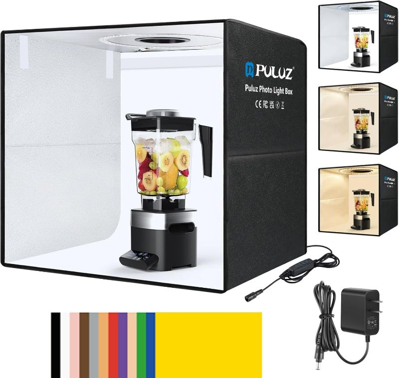 Photo 1 of PULUZ Light Box Photography, 20x20 inch Portable Photo Studio Light Box, Professional Dimmable Quick Charge USB-C Photo Booth with 200 LED Lights & 12 Color Backdrops Photo Box for Product Photography