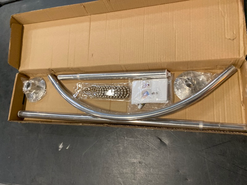 Photo 1 of Corner Shower Curtain Rod Adjustable Stainless Steel L Shaped Rack Drill Free Install for Bathroom, Bathtub, Clothing Store (35.5"-51.2" x 35.5"-51.2")