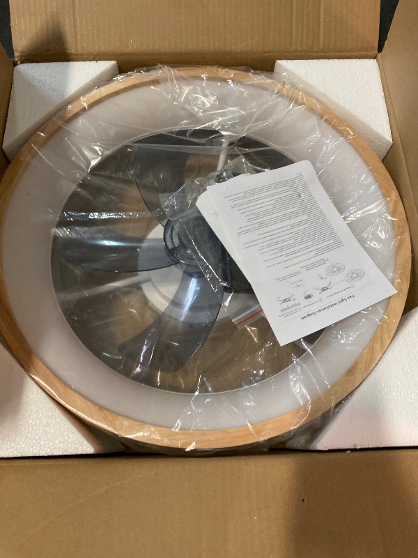 Photo 1 of Ceiling Fans With Lights and Remote 20” Low Profile Ceiling Fan And Light, 6500K LED Modern Flush Mount Ceiling Fan Lights Wood 3 Colors 6 Speeds Reversible Silent 5 Blades for Bedroom