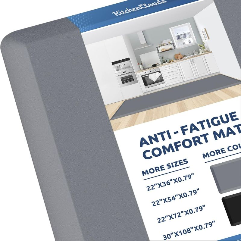 Photo 1 of KitchenClouds Kitchen Mat Cushioned Anti Fatigue Rug 30"x108" Waterproof, Non Slip, Standing and Comfort Desk/Floor Mats for House Sink Office (Grey,0.8inch)