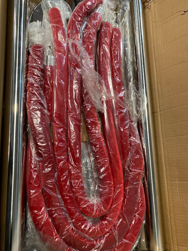 Photo 1 of 8PCS Silver Stanchions Posts with 4PCS 5 ft Red Velvet Rope, Crowd Control Barriers, Stanchions and Velvet Ropes Red Carpet Poles for Party Supplies