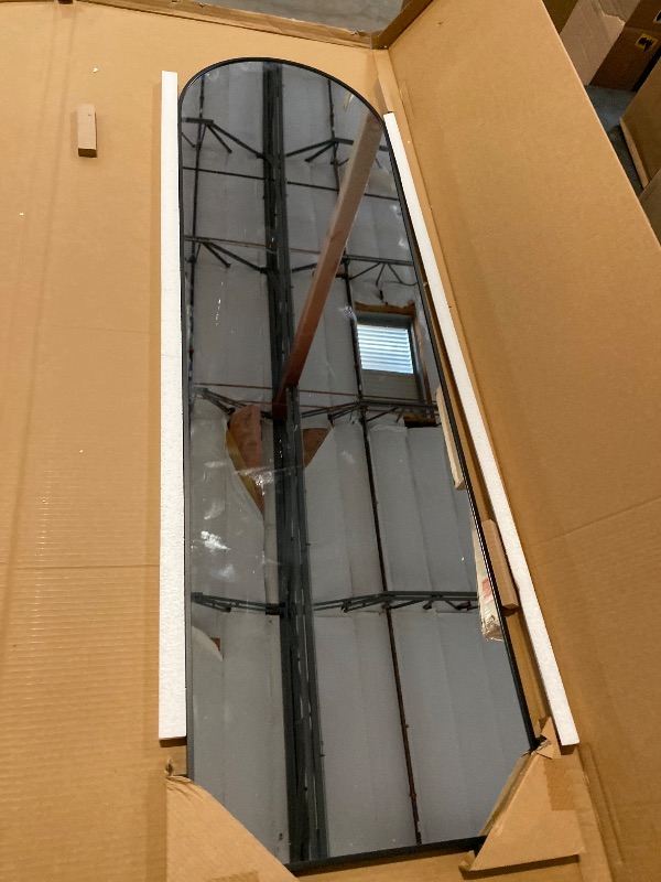 Photo 1 of Full Length Mirror 48x14 Inches - Over The Door Hanging Mirror for Bedroom, Living Room, Closet - Arch Floor Mirror, Door Mirror with Black Frame - No Drill Easy Install Black