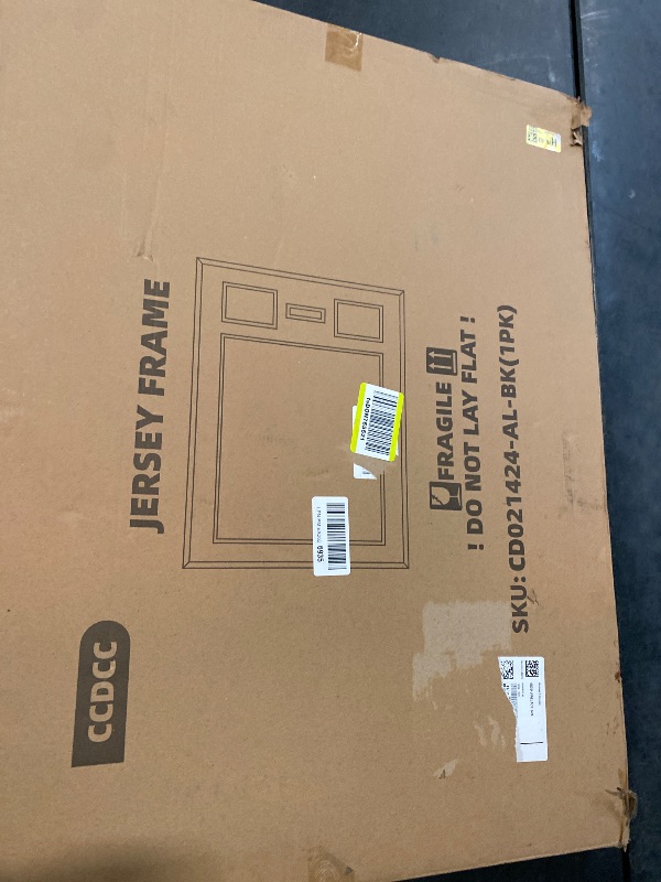 Photo 1 of Aluminum Jersey Frame Display Case 1 Pack, Lightweight & Durable Metal Jersey Frame with Mat, Pinboard, Shatterproof Plexiglass & Hanging Kit for Football Baseball Basketball Soccer Hockey Shirt