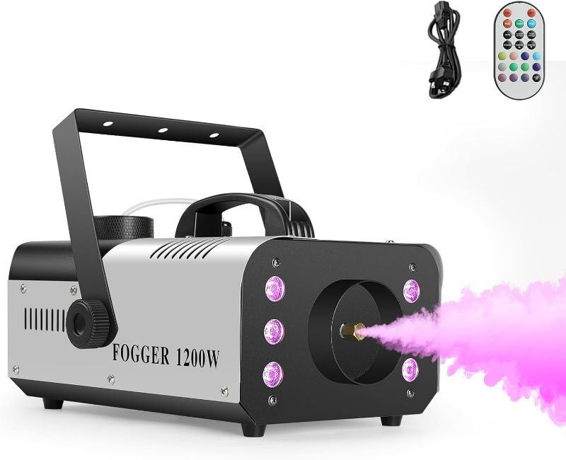 Photo 1 of Fog Machine with Wireless Remote | Smoke Machine with 14 Colorful lights, for Indoor Outdoor Halloween, Party, Wedding, DJ Club Stage Effect(1200W Silver).