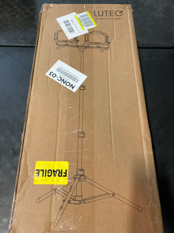 Photo 1 of LUTEC 25000 Lumen LED Work Lights with Stand, Dual Head Dimmable Work Light with 6 Brightness Levels, IP65 Waterproof Rotating WorkLights with Telescoping Tripod and 8.2 Ft 3-Prong Power Cord