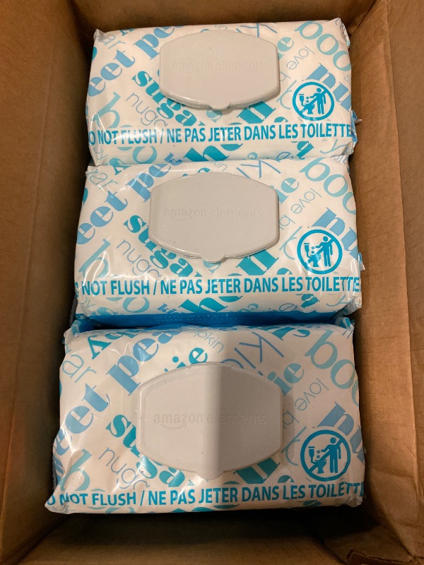 Photo 1 of Amazon Elements Baby Wipes, Unscented, 810 Count, Flip-Top Packs