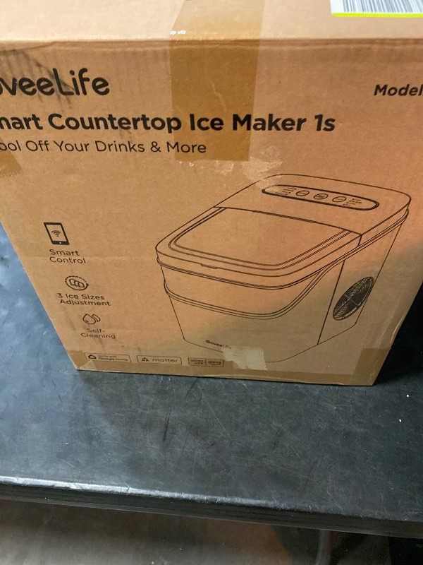 Photo 1 of GoveeLife Smart Ice Maker Countertop, Portable Ice Machine with Voice Control, 9 Ice Cubes in 6 Minutes 3 Sizes, 26lbs/24Hrs, Self Cleaning RGB Lights, Quiet Ice Maker with Scoop for Kitchen Black
