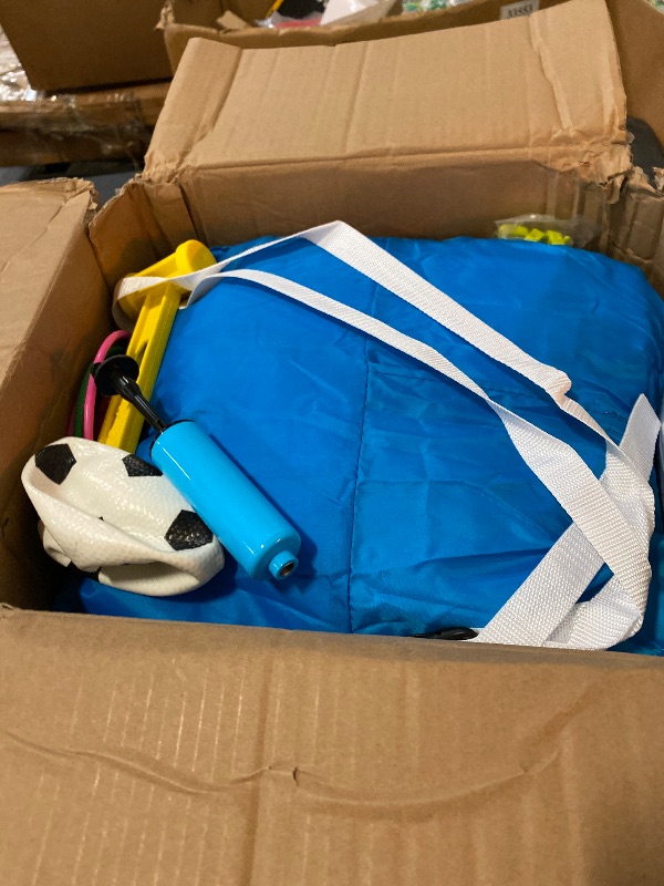 Photo 1 of Inflatable Bounce House 176x136x80 inch Large Bounce Castle, with Blower, Ball Pit, Ball net, Ball Goal, for Indoor Outdoor Kid Sports/Playtime/Backyard Playground/Birthday Party