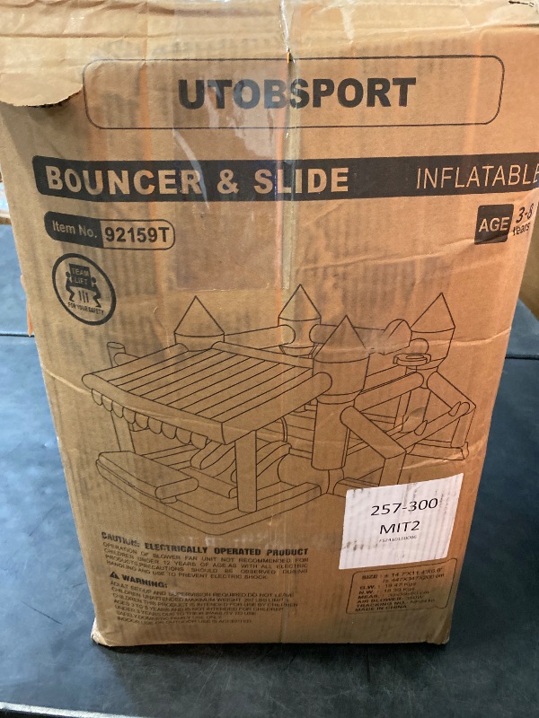 Photo 1 of Inflatable Bounce House 176x136x80 inch Large Bounce Castle, with Blower, Ball Pit, Ball net, Ball Goal, for Indoor Outdoor Kid Sports/Playtime/Backyard Playground/Birthday Party