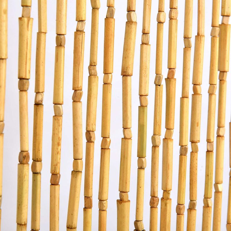 Photo 1 of FlavorThings 36inch x 79inch Natural Wood and Bamboo Beaded Curtain Room Divider -Plain Design-Bamboo and Wooden Doorway Beads-Boho Bohemian Curtain 38 Strands (Nature)