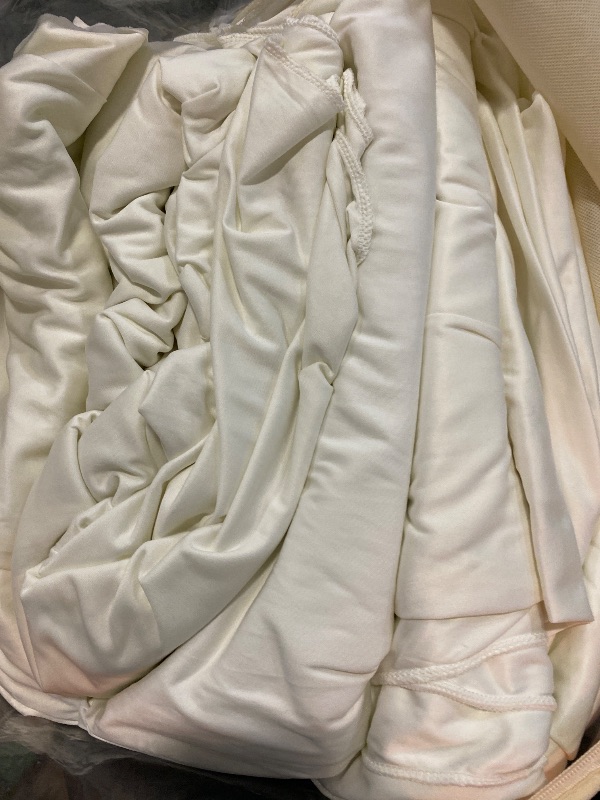 Photo 1 of 60×14ft Wrinkle Free Ivory Backdrop Curtain, Soft Silky Easy to Drape Cream Wedding Drapes for Backdrop, 12 Panels 5×14ft Photo Backdrop Curtains for Parties Birthday Photography Background Cloth