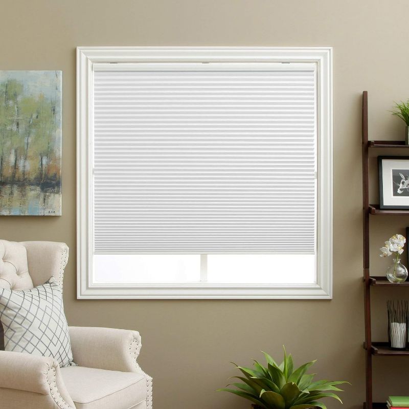 Photo 1 of Cellular Shades Cordless Blackout Honeycomb Blinds Fabric Window Shades White(Blackout), 35" W x 72" H