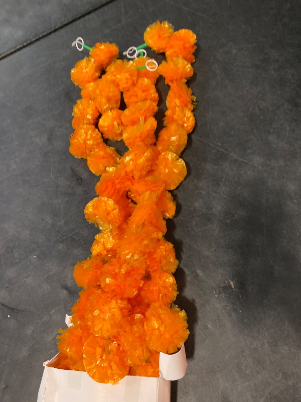 Photo 1 of 5PCS 5 Feet Marigold Garland for Decoration - Marigold Flowers Garlands for Indian Diwali Day of The Dead Decorations, Indian Weddings (Orange)