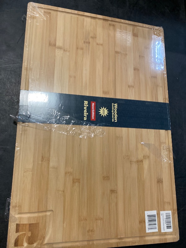 Photo 1 of Riveira Wood Cutting Board – Gourmet Bamboo Grandeur: 30 x 20 Cutting Boards For Kitchen – Natural Wooden Cutting Boards For Kitchen – Innovative Juice Grooves Bamboo Cutting Board