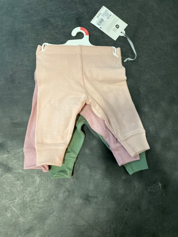 Photo 1 of NewBorn Baby 3pk Solid Cotton Pants - Cloud Island™ Pink/Green Newborn: Relaxed Leg, Full Waistband Elastic