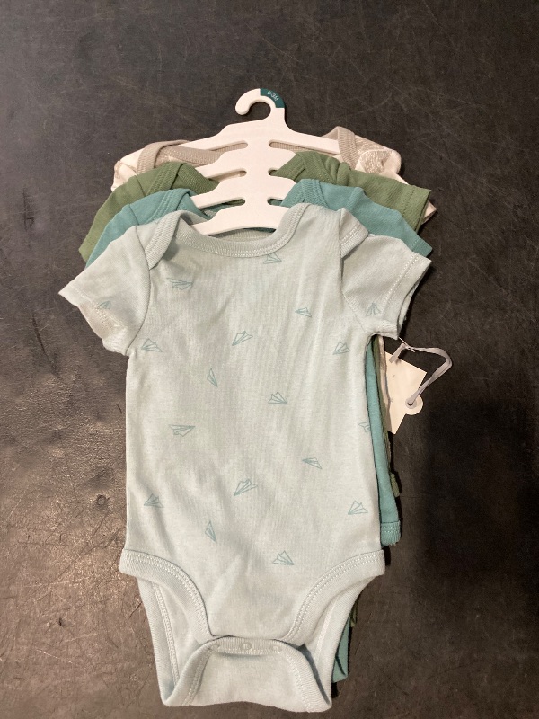 Photo 1 of (0-3M) Baby 4pk Airplanes Short Sleeve Cotton Bodysuit - Cloud Island™ Blue 0-3M: Lap Shoulder, Crotch Snap