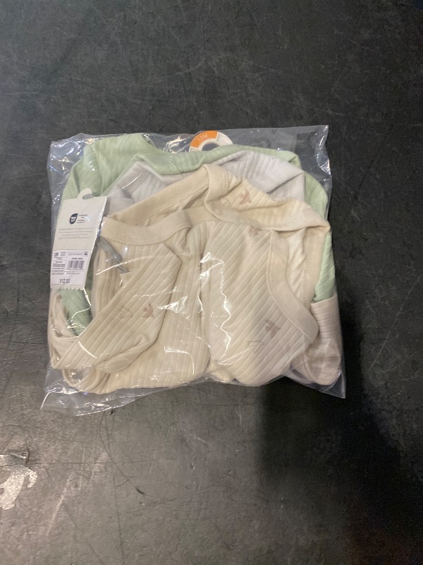 Photo 1 of Size 12M Baby 3pk Solid Long Sleeve Wide Ribbed Bodysuit - Cloud Island™ 12M: Cotton, Midweight, Crotch Snap, Lap Shoulder
