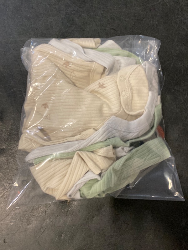 Photo 1 of 6-9M - Baby 3pk Solid Long Sleeve Wide Ribbed Bodysuit - Cloud Island™ 6-9M: Cotton, Midweight, Crotch Snap, Lap Shoulder