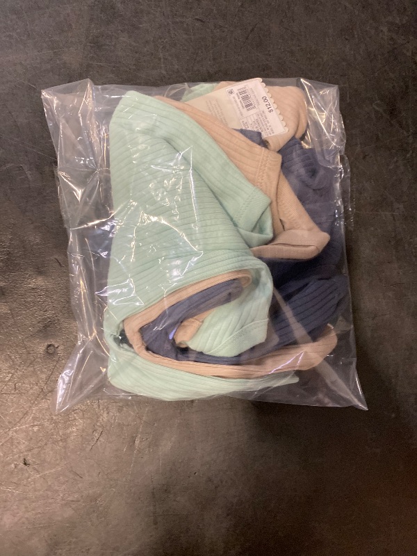 Photo 1 of Size 0-3M Baby 3pk Solid Long Sleeve Wide Ribbed Bodysuit - Cloud Island™ Blue 0-3M: Cotton, Midweight, Crotch Snap