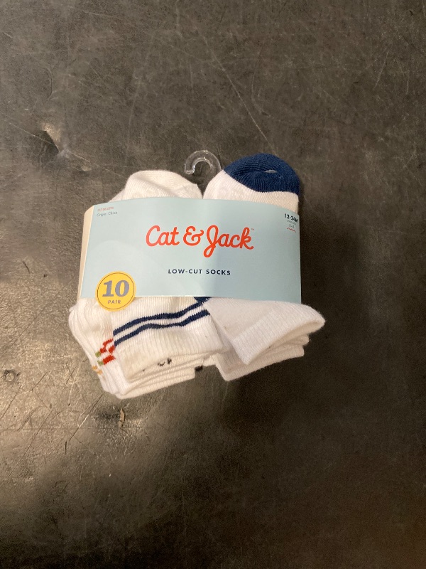 Photo 1 of 12-24M Baby 10pk Striped Ankle Socks - Cat & Jack™ 12-24M: Knit Rib Cuffs, Midweight Fabric