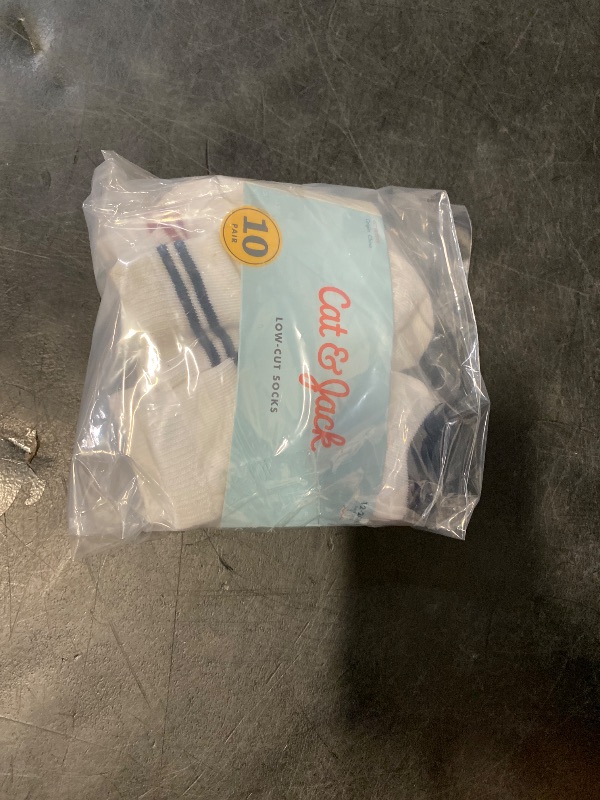 Photo 1 of 12-24M Baby 10pk Striped Ankle Socks - Cat & Jack™ 12-24M: Knit Rib Cuffs, Midweight Fabric