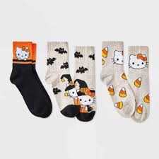 Photo 1 of Shoe size 4-10 Kids 3Pk Halloween Pumpkin Cat & Bat Crew sock