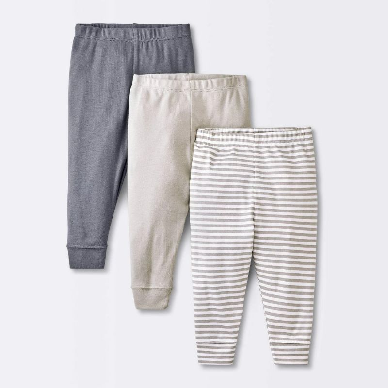 Photo 1 of Size 12M Baby 3pk Cotton Pants - Cloud Island™ Gray 12M: Midweight Pull-on, Full Waistband Elastic