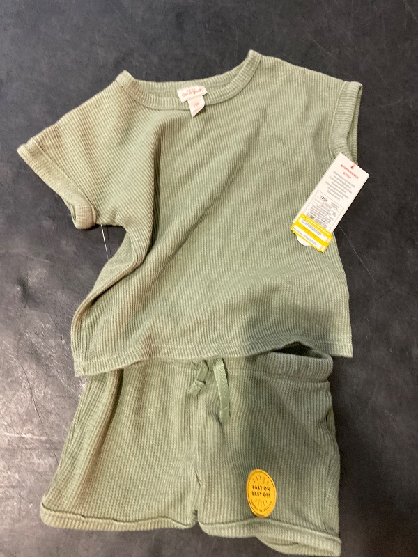 Photo 1 of SIze 12M Baby Waffle Top & Bottom Set - Cat & Jack™ Green 12M