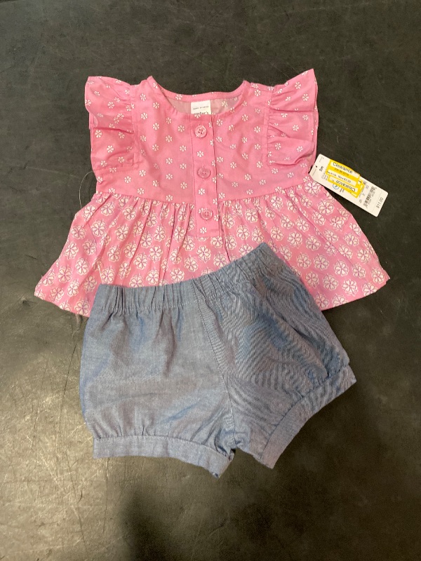 Photo 1 of Carter's Just One You® Baby Girls' Geo Floral Top & Bottom Set - Pink 12M: Cotton Tunic & Pull-on Shorts, Sleeveless