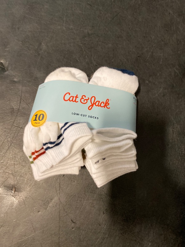 Photo 1 of 2T-3T - Toddler 10pk Striped Ankle Socks - Cat & Jack™ 2T-3T: Knit Midweight Fabric, Rib Cuffs, Machine Washable