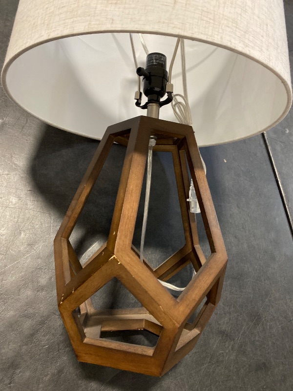 Photo 1 of Large Wood Geo Assembled Table Lamp Brown