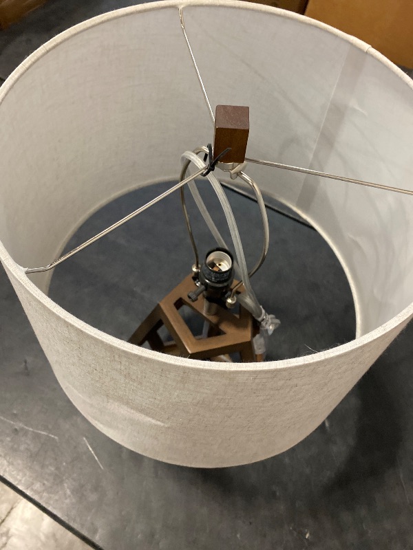 Photo 1 of Large Wood Geo Assembled Table Lamp Brown