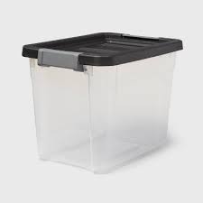 Photo 1 of 30qt Heavy Duty Latching Clear Storage Box - Brightroom Stackable Plastic Bin with Lid, Universal Utility Storage