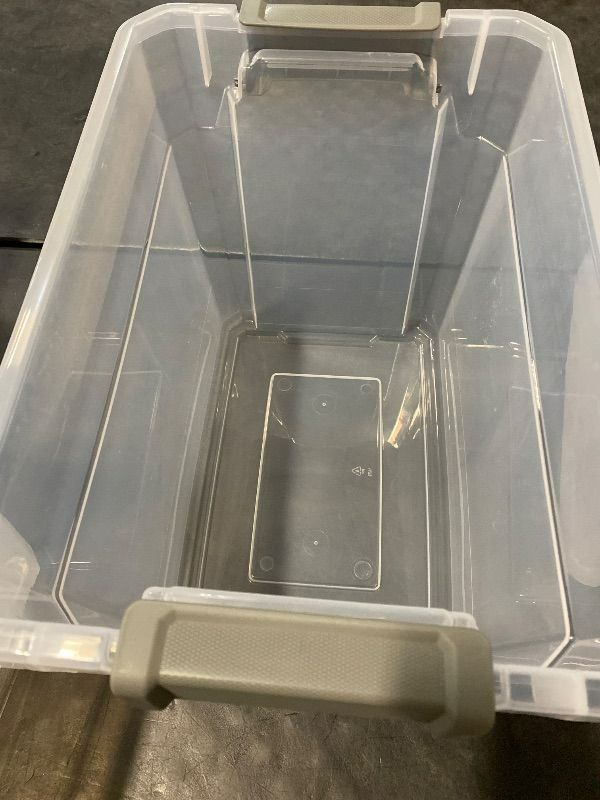Photo 1 of 30qt Heavy Duty Latching Clear Storage Box - Brightroom Stackable Plastic Bin with Lid, Universal Utility Storage