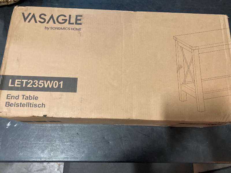 Photo 1 of 2-Tier End Table, Side Table with Bottom Shelf, Nightstand for Small Spaces, for Living Room, Bedroom, Farmhouse Style, Rustic White and Honey Brown