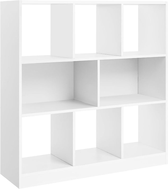 Photo 1 of Bookcase, Bookshelf, Freestanding Storage Unit, 8 Open Compartments, Used Horizontally, Vertically, Upside Down, 11 x 35.4 x 39.4 Inches, for Living Room, Study, Office, Cloud White