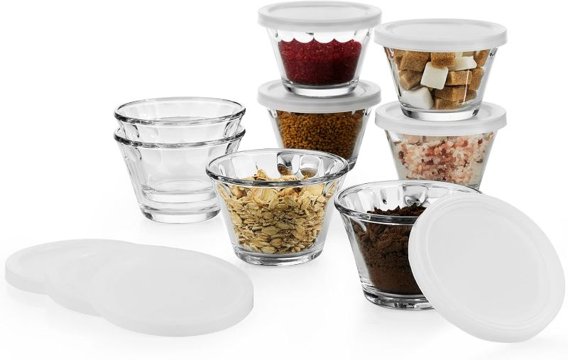 Photo 1 of Libbey Baker’s Basics 8-Piece Cupcake Party Glass Baking Dish Set with Lids, Round Small Glass Bowls, Prep Bowls for Cupcakes, Mini Pot Pies, and More