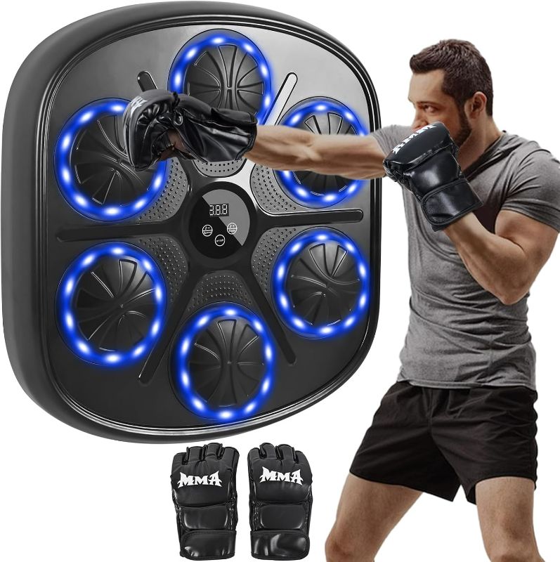 Photo 1 of Music Boxing Machine for Adults, Boxing 9 Modes & 9 Speeds Wall Mounted Bluetooth Punching Bag Home Gym Training Equipment, Real Boxing Experience Includes Boxing Gloves