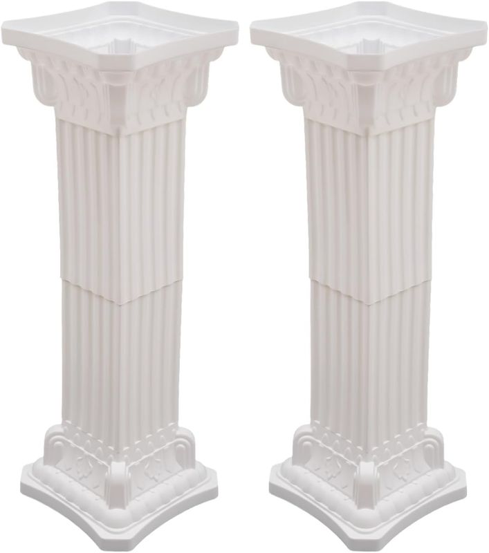 Photo 1 of 2Pcs Wedding Roman Column Set, 35.43"/ 90cm Tall Plastic Roman Pillars, Elegant Greek Column, Wedding Column Stand, Event Party Decorative Column Holder