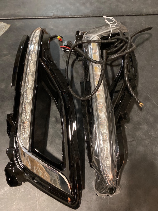 Photo 1 of For 2015 2016 2017 Hyundai Sonata 9th Gen LED Fog Lights, Clear Lens, Black Housing, LED Front Bumper DRL Daytime Running Lamps