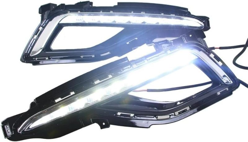 Photo 1 of For 2015 2016 2017 Hyundai Sonata 9th Gen LED Fog Lights, Clear Lens, Black Housing, LED Front Bumper DRL Daytime Running Lamps