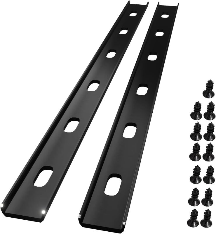 Photo 1 of C Channel Steel Support Metal Support Bracing Hidden C Bracket for Table Top Live Edge Slab Woodworking, Black Coat Finish, 6 Holes (2 Pack, 30 Inch)