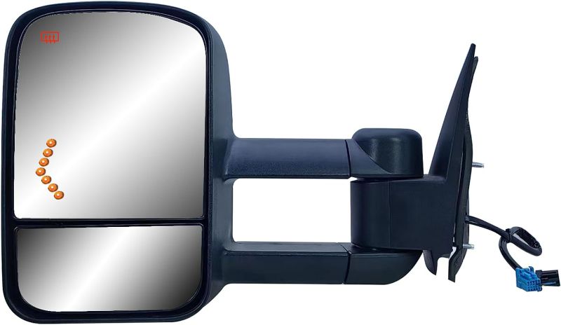 Photo 1 of Driver Left Side Door Towing Mirror Power and Heated with Signal Light on Glass Textured Back Cover For Chevy Silverado Sierra 1500 2500 3500HD from 2003 to 2006