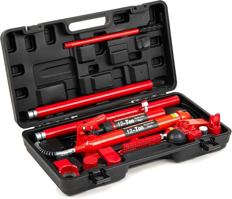 Photo 1 of 12 Ton Porta Power Hydraulic Jack, Upgraded Hydraulic Combined Multifunctional Jack for car Repairs,Auto Body Frame Repair Kit (FLD-12T)