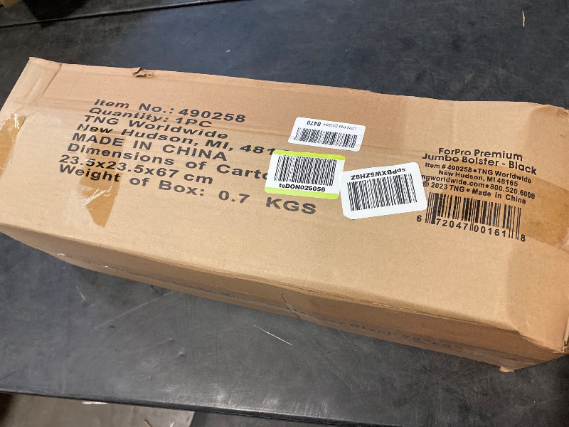 Photo 1 of ForPro Professional Collection Jumbo Full Round Bolster Pillow, Black, Oil and Stain-Resistant, for Massage and Yoga, 9” R x 26” L