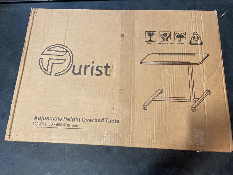 Photo 1 of Adjustable Overbed Bedside Table with Wheels Hospital Bed Table Portable Computer Stands Movable Desk Computer Table for Bed Laptop Stand for Couch