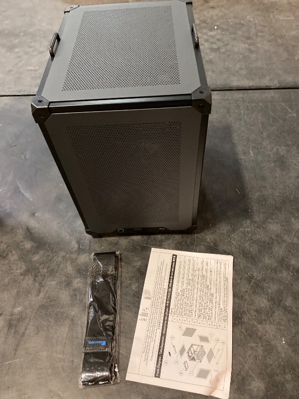 Photo 1 of C6-ITX Black Mini ITX Handled Mesh PC Case, Simple Compact Desktop Chassis, SP MB mini-ITX/Mini-DTX, ATX Power Bite (L140mm Max.), 170mm Tower Cooler,Tool-Free Open SFF Case, Black