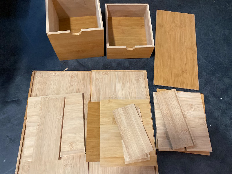 Photo 1 of Desktop Drawers, Bamboo Desk Organizer, Bamboo Desk Organizer Drawer, Tabletop Storage Organization Box, Recess Handles, Flat Top, for Office Home Toiletries Supplies