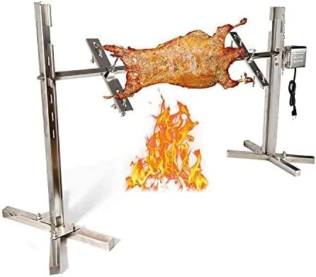 Photo 1 of 53.54" Electric BBQ Rotisserie Grill Kit, Automatic Rotisserie Motor, Stainless Steel Grill Tool, Universal Rotisserie Kit for Chicken Pig Lamb Outdoor Party Campfire Barbecue,Height Adjustable